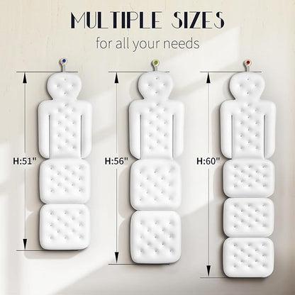 Full Body Bath Pillow for Bathtub, Thick Bathtub Cushion with Laundry Bag, Luxury Tub Pillow for Bath for Headrest Neck and Back Support White 51" x 16"