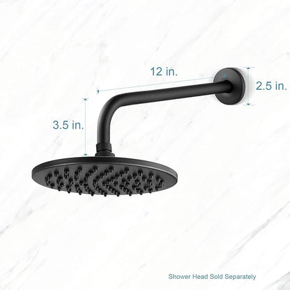 OFFO Shower Arm with Flange, 12 in Wall Mount Replacement Angle Shower Head Arm Wall-Mounted For Fixed Shower Head & Handheld Showerhead, Matte Black