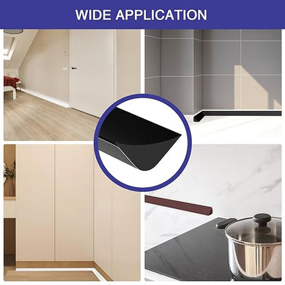 Flexible Molding Trim, Flexible Bendable Adhesive Caulking Strip, Molded Trim, Peel and Stick Home Decorative Edge for Bathroom, Kitchen, Floor, Wall (Black, 0.83in x 0.24in x 20ft)