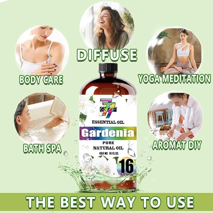 Gardenia Essential Oil (16 oz / 480 ml) – Gardenia Oils for diffusers, humidifiers, Home Baths, Cleaning Products, Yoga, DIY Soaps and DIY Scented Candles