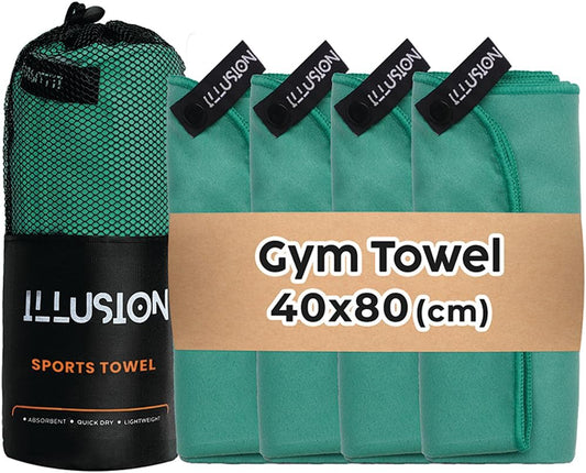 illusion Small Microfiber Gym Towels for Men and Women Active Sports (32" L x 16''W)-Lightweight Quick Dry Gym Towel for Sweat-Workout Towels Ideal for Yoga, Camping, Running, and Outdoor Activities