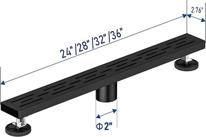 Neodrain 36 in Matte Black Linear Shower Drain, Rectangular Linear Shower Drain with Brick Pattern Grate, Brushed 304 Stainless Steel Bathroom Floor Drain