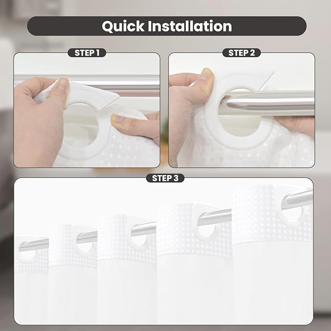 Inhousolu Stall No Hook Shower Curtain with Snap in Fabric Liner Set Waffle Weave 230GSM Weighted Hem, Waterproof & Washable Bathroom Curtain Spa Luxury with Mesh Top Window 36" W x 72" L White