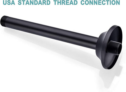 BESTILL 8 Inch Ceiling Mount Rain Shower Head Arm and Flange, Matte Black