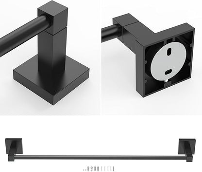 RUACQ Towel Bar 24 inch, Towel Racks for Bathroom, 304 Stainless Steel Towel Holder Wall Mounted, Heavy Duty Bathroom Decor Towel Rod (Matte Black)