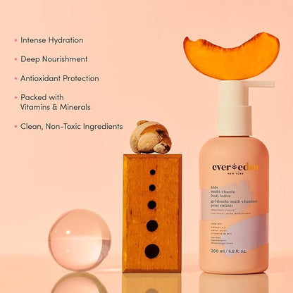 Evereden Kids Multi-Vitamin Body Lotion (6.8 fl.oz., Melon Juice): Gentle & Non-Toxic Moisturizing Kids Lotion | Nourishing & Protective Lotion for Kids