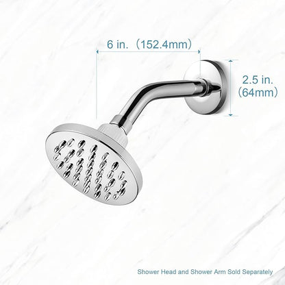 OFFO Shower Arm with Flange, 6 in Wall Mount Replacement Angle Shower Head Arm Wall-Mounted For Fixed Shower Head & Handheld Showerhead, Chrome