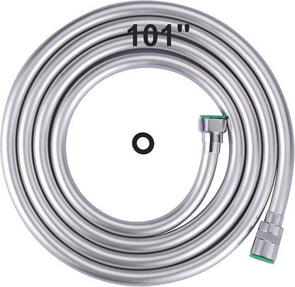 Aleasha 101 Inches Extra Long Shower Head Hose Extension for Bathing, Toilet Cleaning, Dogs, Bathroom - Chrome Handheld Shower Hose