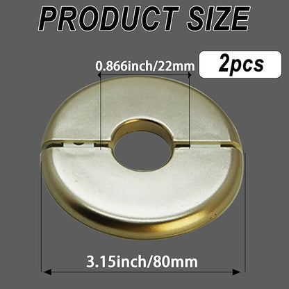 2 Pieces Wall Split Flange, Self-Adhesive Escutcheon Plate for 22mm/0.87" Dia Pipe, ABS Round Plumbing Cover Plates for Bathroom Kitchen Toilet Faucet, Gold