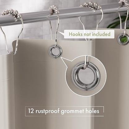 AmazerBath Shower Curtain Liner, 72x72 Tan Shower Liner, Cute Plastic Shower Curtain Liners, Lightweight Waterproof PEVA Khaki Shower Curtains for Bathroom with Magnets and 12 Grommet Holes