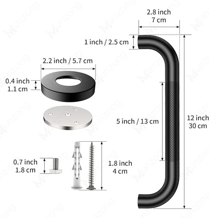 12 Inch Anti Slip Bathroom Grab Bar, 2 Pack Munzong Oil Rubbed Black Shower Grab Bar for Bathtubs, Knurled Handicap Balance Bar,Safety Hand Rail Support Elderly Senior