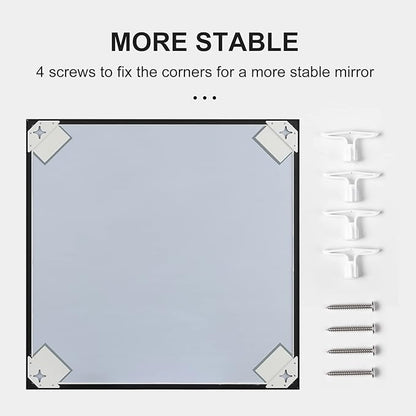 36x36 Inch Black Bathroom Mirror, Copper-Free Mirror, Aluminum Alloy Frame Vanity Mirror, Rectangle Wall Mounted Mirror, Modern Mirror for Bedroom/Living Room/Porch Horizontal or Vertical