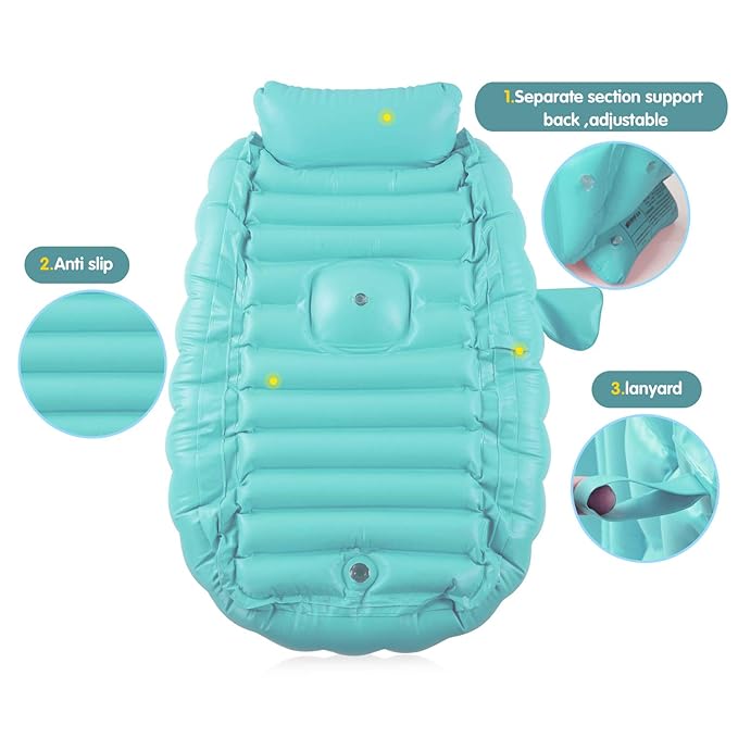Inflatable Baby Bathtub with Air Pump, Baby Bath Tub Toddler Bathtub, Foldable Shower Basin for Newborn, Portable Travel Bath Tub, Green