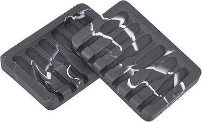 Self Draining Soap Dish - Marble Look Soap Holder Tray Savers Box Container Sponge Holder for Bathroom Shower Kitchen, Black