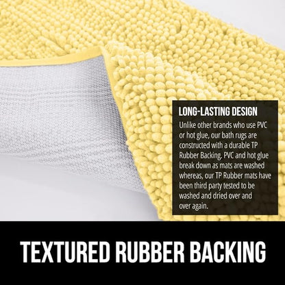 GORILLA GRIP Bath Rug Mat, Thick Soft Absorbent Chenille, Quick Dry Microfiber Mats, Rubber Backing Washable Shower Floor Rugs, Bathmat Runner, US Designed Bathroom Home Decor Accessories 24x17 Yellow