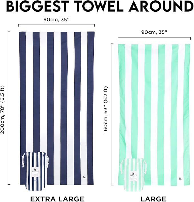 Dock & Bay Beach Towel - Quick Dry, Sand Free - Compact, Lightweight - 100% Recycled - Includes Bag - Cabana Light - Malibu Pink - Extra Large (200x90cm, 78x35)