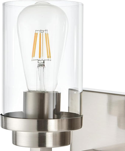 MELUCEE 5-Light Bathroom Vanity Light Brushed Nickel Finish with Clear Glass Shade, Modern Wall Mount Light Fixtures for Bedroom Powder Room Hallway