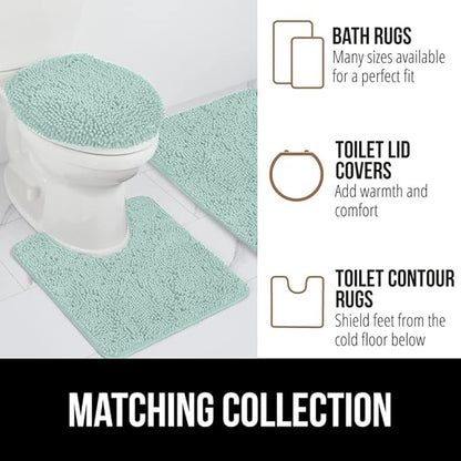GORILLA GRIP Bath Rug Mat, Soft Absorbent Chenille, Quick Dry Microfiber Mats, Rubber Backing Washable Shower Floor Rugs, Bathmat Runner, US Designed Bathroom Home Decor Accessories 24x17, Seablue