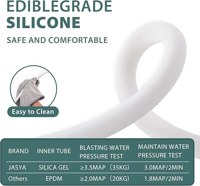 Silicone Shower Hose Extra Long,Explosion Proof Anti Winding Showerhead Hose,Used In Showerheads Spray Bidet Bathing Toilet Cleaning Flexible RV Shower Hoses Replacement (White, 69 In)