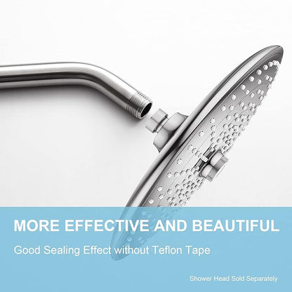 OFFO Shower Arm with Flange, 10 in Brushed Nickel Wall Mount Replacement Angle Shower Head Arm Wall-Mounted For Fixed Shower Head & Handheld Showerhead