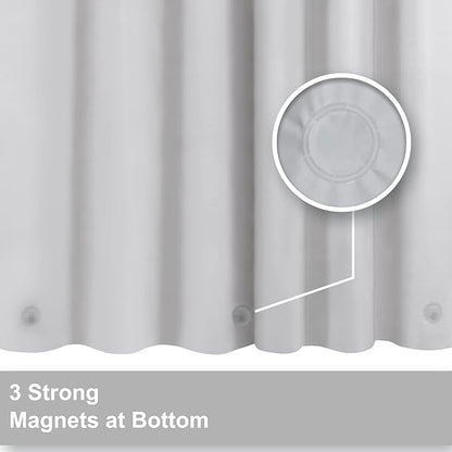 Barossa Design 54W x 78H Stall Shower Curtain Liner Silver Gray - Waterproof Lightweight PEVA Plastic Shower Liner with 3 Magnets & Metal Grommets - Gray Silver