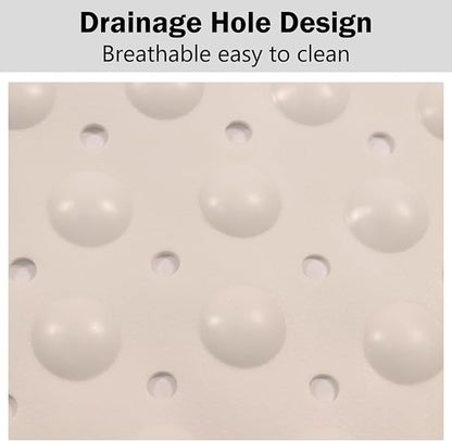 Mrcrypos Corner Shower Mats 25.5 x 25.5 Inches Bath Mat with Suction Cups and Drain Holes, Quick Dry Anti Slip Bathmat Machine Washable Shower Stall Mats for Bathroom, White