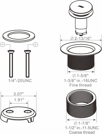 Bronze Tip Toe Bathtub Tub Drain Conversion Kit Assembly, Wellup Tub Drain Trim Kit with Two Hole Overflow Faceplate, Oil Rubbed Bronze