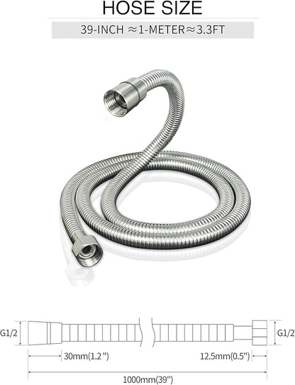 PHASAT 39-Inch short Indoor Outdoor Shower Tube Replacement Stainless Steel Handheld Shower Hose,Brushed Nickel,A3107N-1.0
