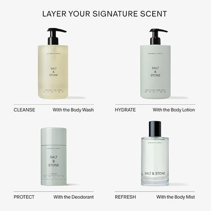 Salt & Stone Body Wash with Antioxidants for Deep Moisture | For Women & Men, Sulfate, Paraben, & Dye Free, Leaving Skin Soft and Hydrated | Bergamot & Hinoki 15.2 fl oz