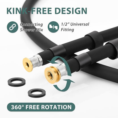Silicone Shower Hose Extra Long,Explosion Proof Anti Winding Showerhead Hose,Used In Showerheads Spray Bidet Bathing Toilet Cleaning Flexible RV Shower Hoses Replacement (Black, 39 In)