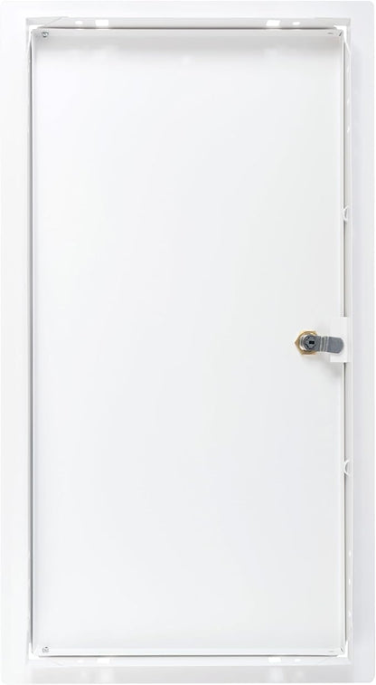 10" x 20" Lockable White Metal Access Panel. Service Shaft Door Panel with Key. Plumbing, Electricity, Heating, Alarm Wall Access Panel for Drywall. Bathroom Services Access Hole Cover.