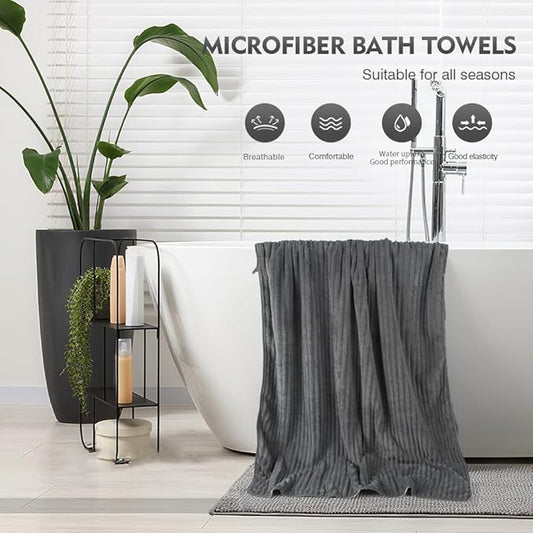 KinHwa Microfiber Bath Towels Large Bathroom Towels Absorbent Shower Soft Towels for Bathroom Large Size for Women Men Ideal Microfiber Towel