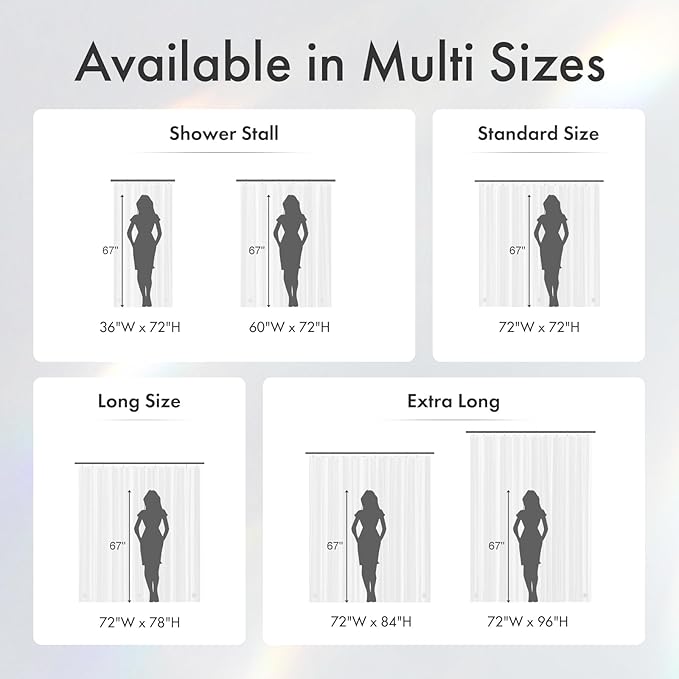 Amazer White Shower Curtain Liner with Magnets, 72x72 Plastic Shower Liner PEVA Waterproof Medium Weight Inside Shower Curtains Liner for Bathroom with Rustproof Grommet