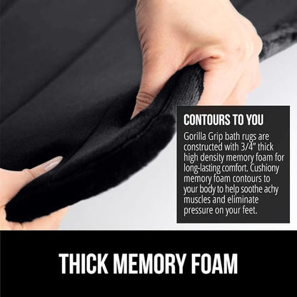 GORILLA GRIP Memory Foam Bath Mat, Soft Absorbent US Designed Bathroom Rug, Gripping Dots Machine Washable Bathmat, Cushioned Floor Mats, Shower Sink Rugs Room Décor Accessories, 60x24 Black