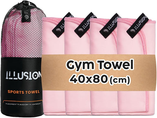 illusion Small Microfiber Gym Towels for Men and Women Active Sports (32" L x 16''W)-Lightweight Quick Dry Gym Towel for Sweat-Workout Towels Ideal for Yoga, Camping, Running, and Outdoor Activities