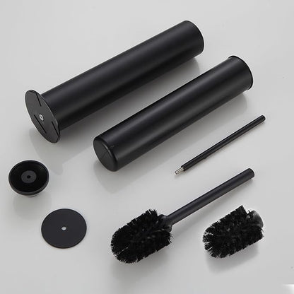 BGL Toilet Brush and Holder Set, Heavy Duty 304 Stainless Steel, Round Base and Long Handle for Bathroom Deep Cleaning, Drip-Proof, Space Saving for Storag, Black