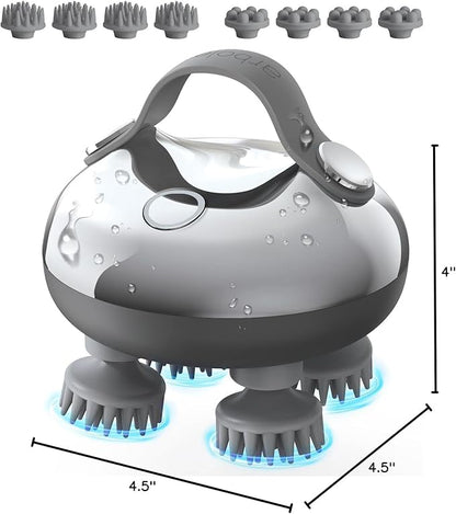 arboleaf Scalp Massager Rechargeable Head Massager Scalp Stress Relax, Waterproof Handheld Hair Scratcher with 8 Removable Massage Claws, Gift for Dad Mom