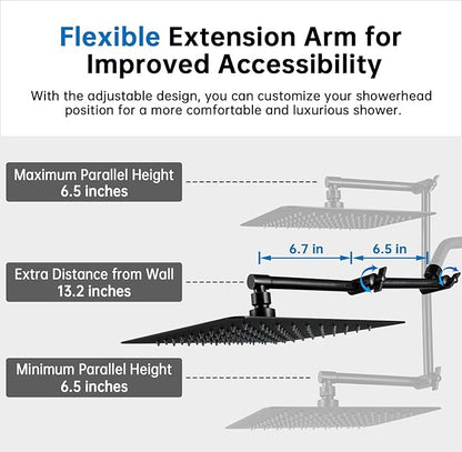 G-Promise All Metal 10 Inches Rainfall Shower Head with Handheld Spray Combo, 3 Settings Diverter, Adjustable Extension Arm with Lock Joints, 71 Inches Stainless Steel Hose (Oil Rubbed Bronze)