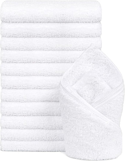 Orighty 12-Pack White Hand Towels - Quick Drying & Absorbent Microfiber Gym Towels 16x28 inches - Lightweight & Thin White Yoga Towels - Multi-Purpose Camping Towels for SPA, Hotel & Bathroom