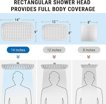 G-Promise All Metal 14 Inch Dual Square Shower Head with Handheld Spray Combo, Rain Shower Head, Adjustable Extension Arm, 3-Way Diverter, 71 Inch Extra Long Hose - A Bathroom Upgrade(Brushed Nickel)