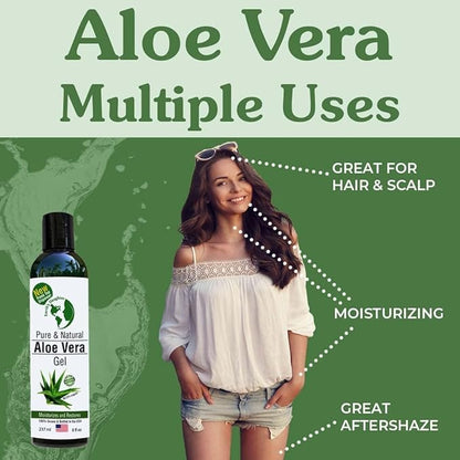Earth's Daughter Organic Aloe Vera Gel from Fresh Cut 100% Pure Organic Aloe leaves – Fast Absorbing for Face, Skin, Hair & Body – Vegan, Unscented, Natural - 8 Oz USA Made
