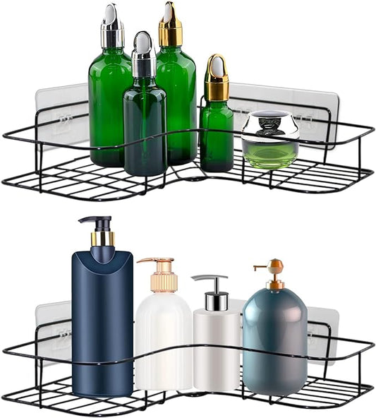 4 Pack Shower Caddy Adhesive for Replacement, Strong Transparent Adhesive for Shower Caddy Sticky Pads, No Drilling for Corner Shelf Basket, Bathroom Storage Shelves, Kitchen Racks and Soap Holder