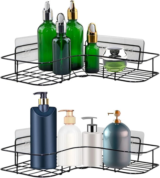 2 Pack Shower Caddy Adhesive for Replacement, Strong Transparent Adhesive for Shower Caddy Sticky Pads, No Drilling for Corner Shelf Basket, Bathroom Storage Shelves, Kitchen Racks and Soap Holder