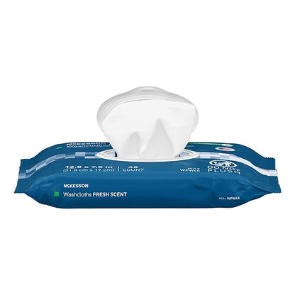 McKesson Washcloth Wipes for Adults, Scented (6 Pack, 288 Washcloths) Disposable Wash Cloths for Body - No-Rinse Formula with Snap Lid - Good for Incontinence and Elderly - 48 Wipes Per Pack