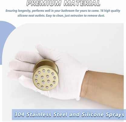 Brushed Gold Round Shower Faucet Set with Body Jets 16 Inch Shower Head Handheld Shower Combo Set High Pressure Ceiling Mount with Rough-in Valve