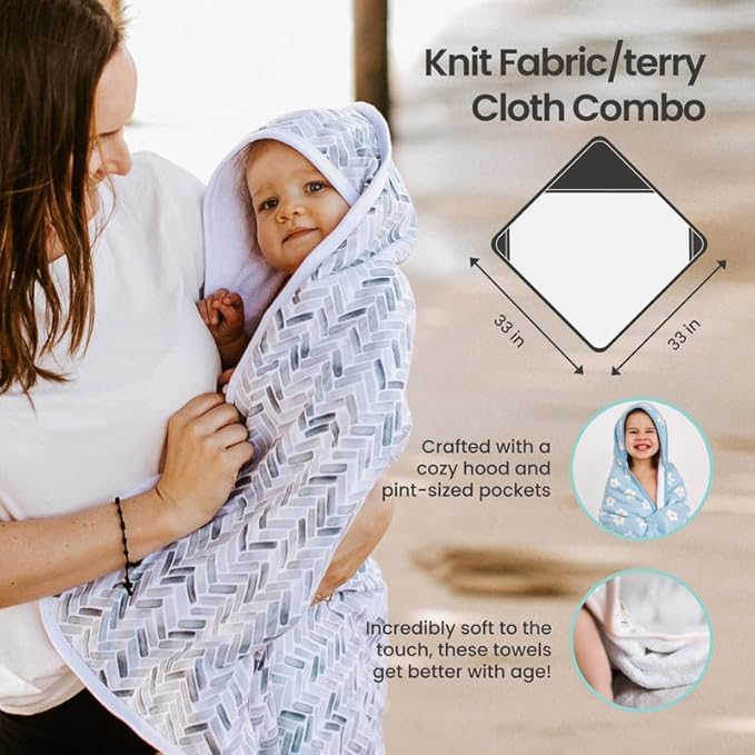 Copper Pearl Hooded Bath Towels Premium Knit/Terry Cloth Baby Towels with Hood, Pockets, and Cool Designs - Great to Gift and Make Bath Time Fun - Baby Bath Towel, Diesel