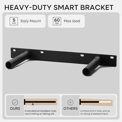 Homeforia White Floating Shelf 18 inch, High End Solid Real Wood 18inch Bathroom Floating Shelves for Wall Mounted, White Wooden 18in Floating Shelves, Heavy Duty Bracket, 18 X 6.5 X 1.75 in, Set of 4