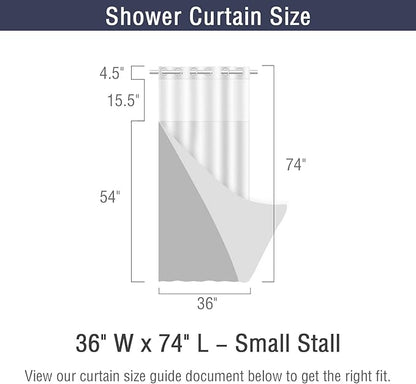 Gibelle Stall Small Shower Curtain 36x74, Waffle Weave Shower Curtain with Snap-in Fabric Liner Set, No Hooks Needed, Hotel Style with Mesh Top Window, Navy Blue