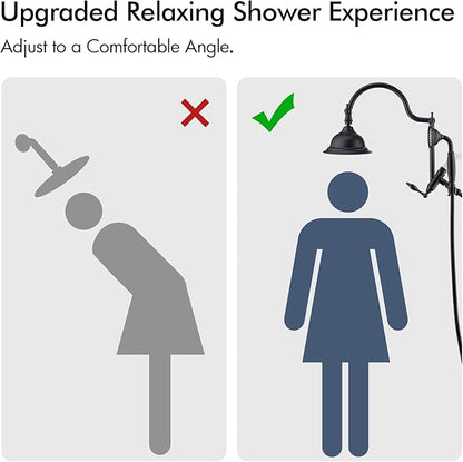 Bagnolux Solid Brass 6" High Pressure Black Rain Shower Head with Handheld Combo 3.3" Spray, Rainfall Showerhead with 21" Extension Arm - Adjustable Dual Showerhead and 71" Shower Hose,Matte Black