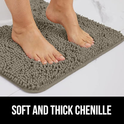 GORILLA GRIP Bath Rug Mat 36x24, Thick Soft Absorbent Chenille, Quick Dry Microfiber Mats, Rubber Backing Washable Shower Floor Rugs, Bathmat Runner, US Designed Bathroom Home Decor Accessories Latte